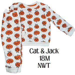 18M Boys Cat and Jack. Sweater and Pants, White, Orange, Pumpkin, Fall, NWT